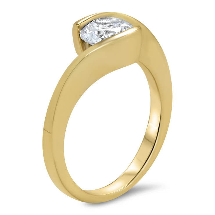Half Bezel Forever One Moissanite Engagement Ring - Tasha - Moissanite Rings