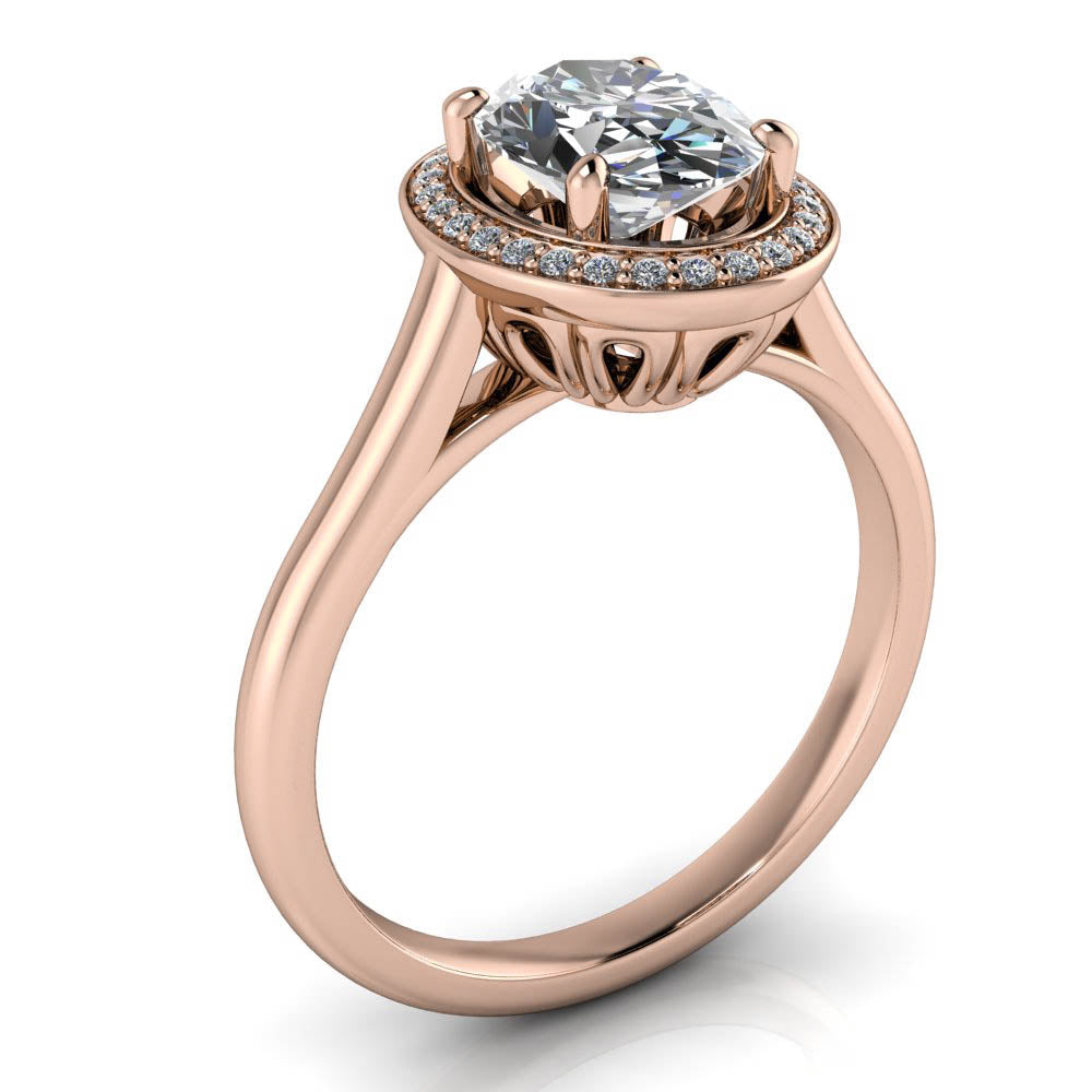 8x6 Oval Moissanite and Diamond Engagement Ring - Britta - Moissanite Rings