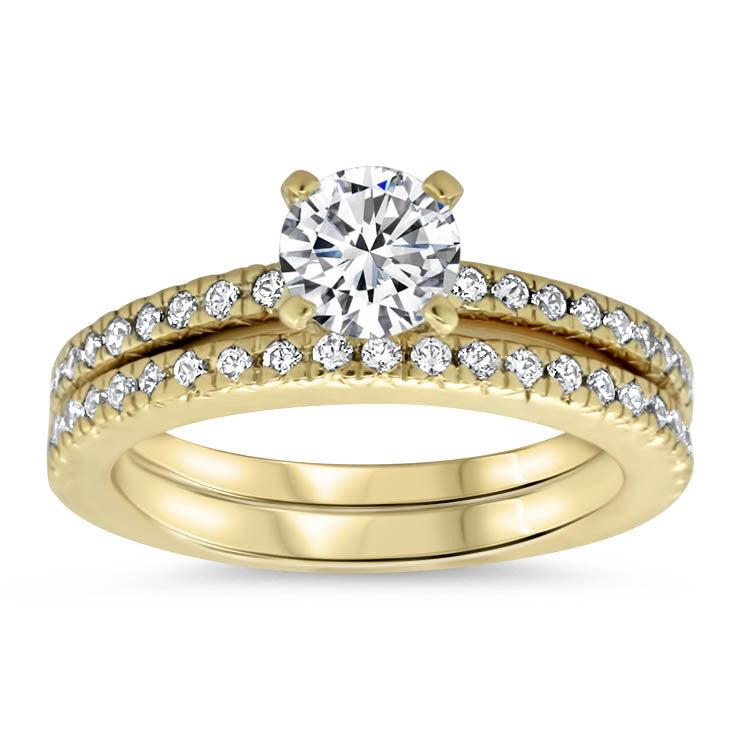 Thin Diamond Band Wedding Set - Veep Set - Moissanite Rings