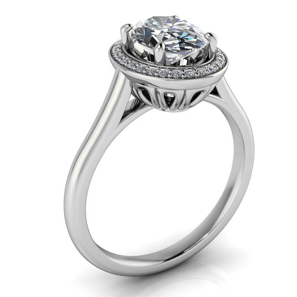 Plain shank floating hot sale halo engagement ring