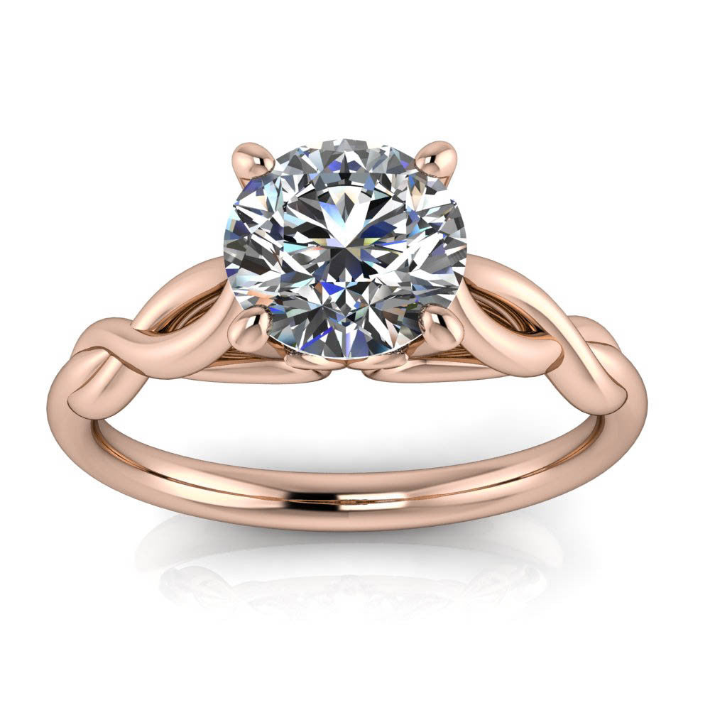 Twisted Band Solitaire Engagement Ring Moissanite Engagement Ring - Wild - Moissanite Rings
