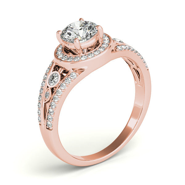3/4 ct Forever Brilliant Moissanite Diamond Halo Engagement Ring - Joie - Moissanite Rings