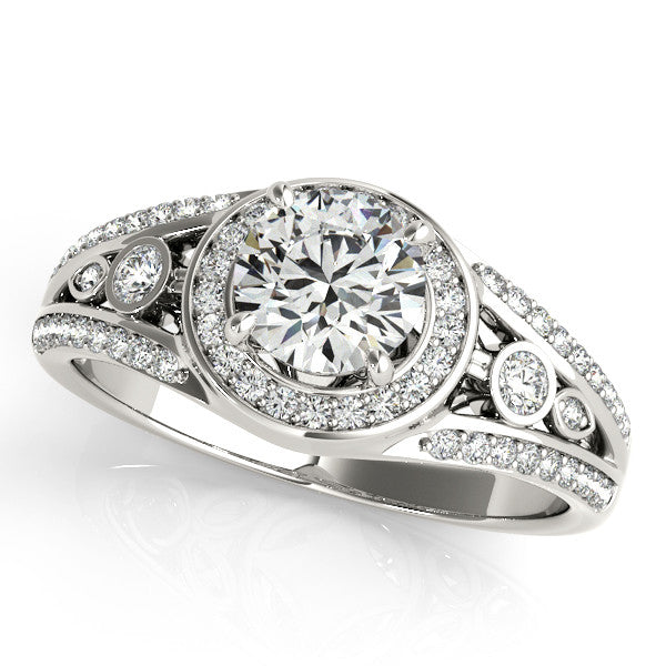 3/4 ct Forever Brilliant Moissanite Diamond Halo Engagement Ring - Joie - Moissanite Rings