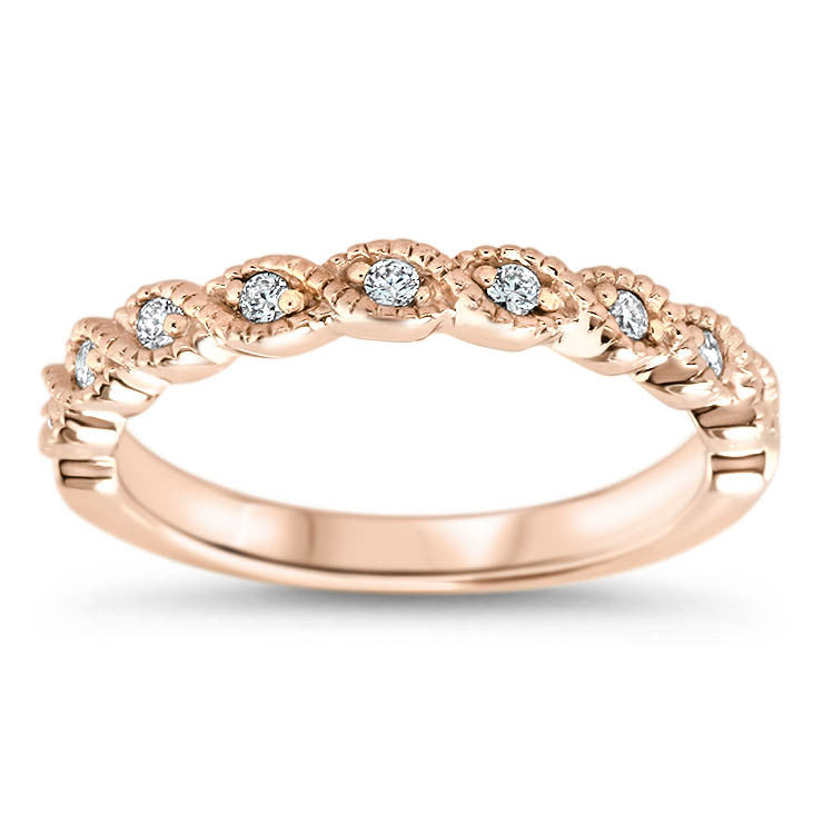 Diamond Twisted Wedding Band- Timeless Band - Moissanite Rings