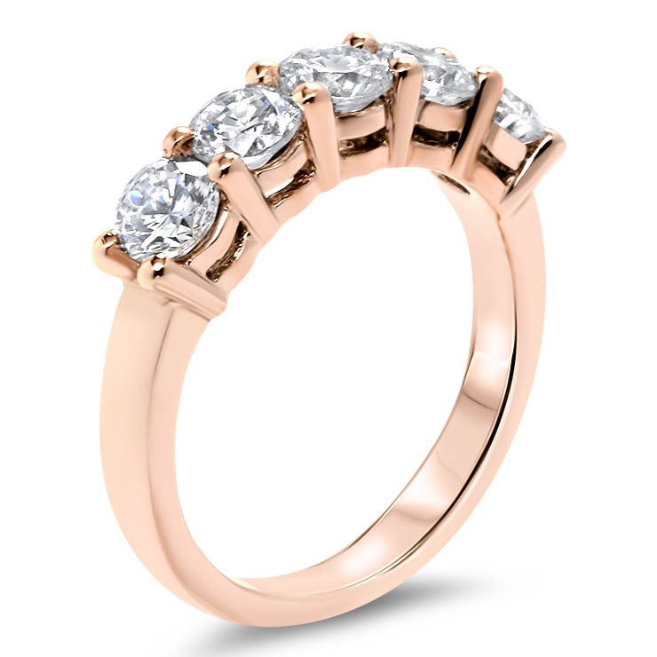 1 cttw 5 Stone Diamond Wedding Engagement Ring 14K White Gold Light Ye -  Vir Jewels