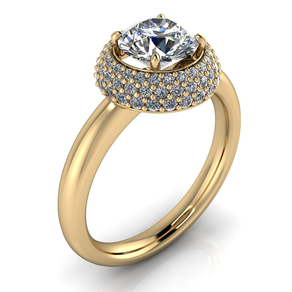 Thimble | 18K Yellow Gold trilogy style engagement ring | Taylor & Hart