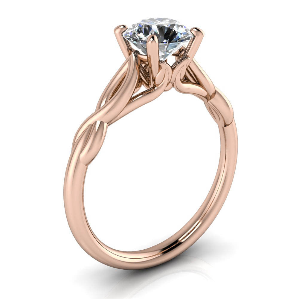 Twisted Band Solitaire Engagement Ring Moissanite Engagement Ring - Wild - Moissanite Rings