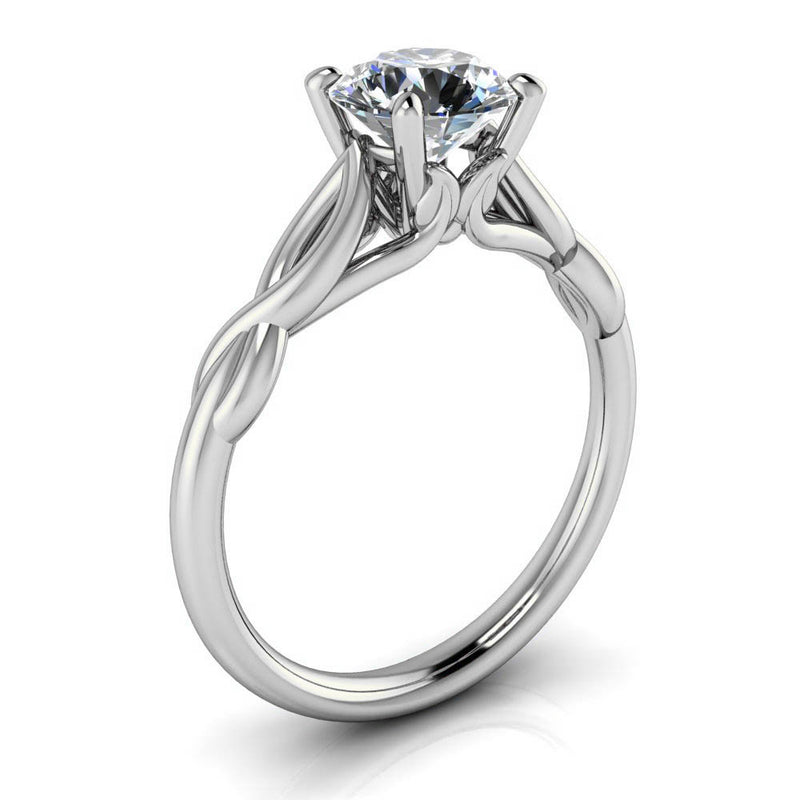 Twisted Band Solitaire Engagement Ring Moissanite Engagement Ring - Wild - Moissanite Rings