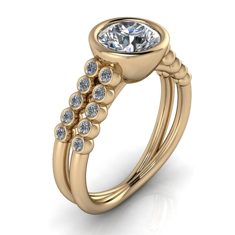 Double Row Bezel Set Engagement Ring - Eliza - Moissanite Rings