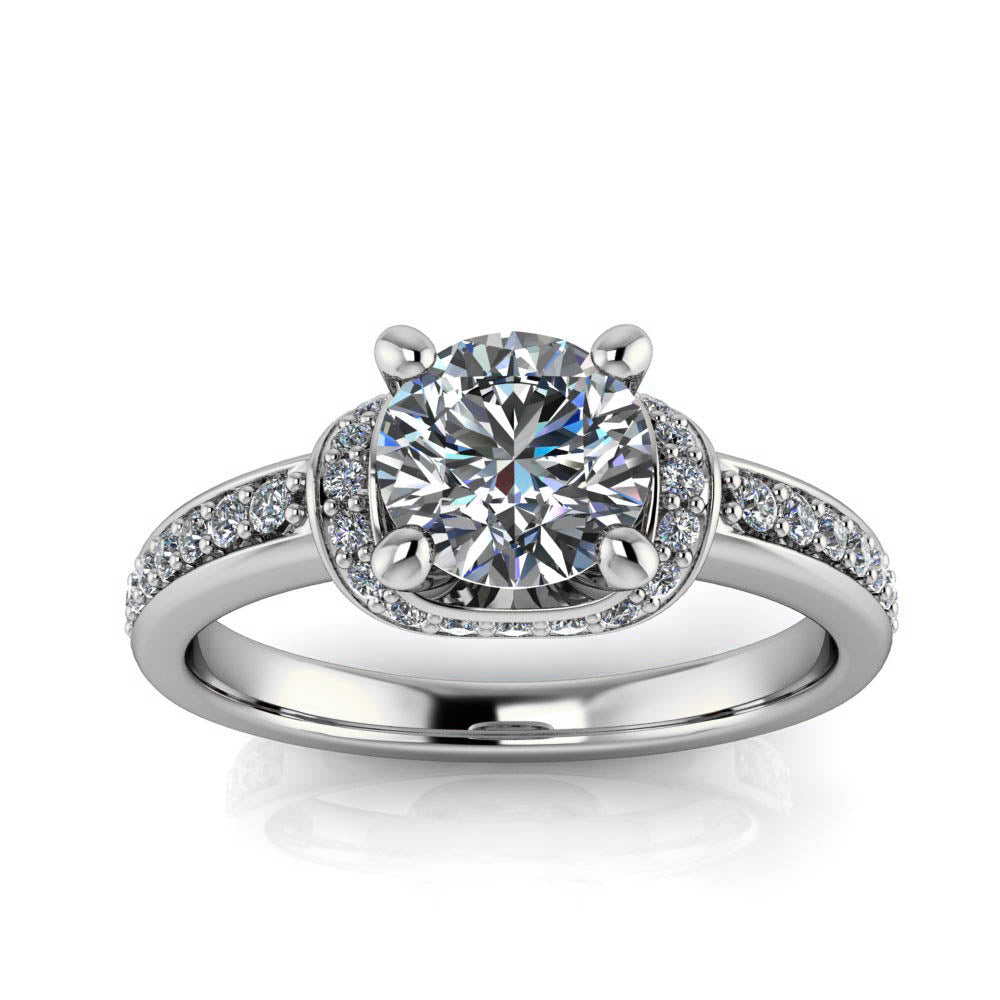 Draped Halo Engagement Ring - Harrison - Moissanite Rings