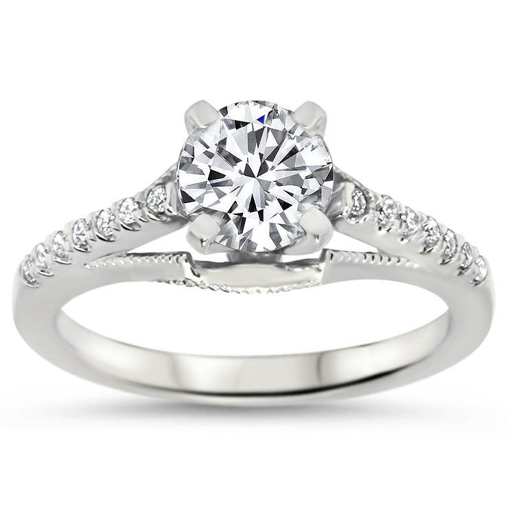 Vintage Style Engagement Ring Diamond Setting and Forever One Center - Pamela - Moissanite Rings