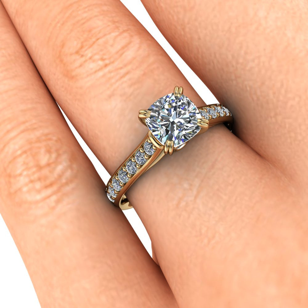 Cushion Cut Engagement Ring Diamond Setting Forever One Moissanite - New Era - Moissanite Rings