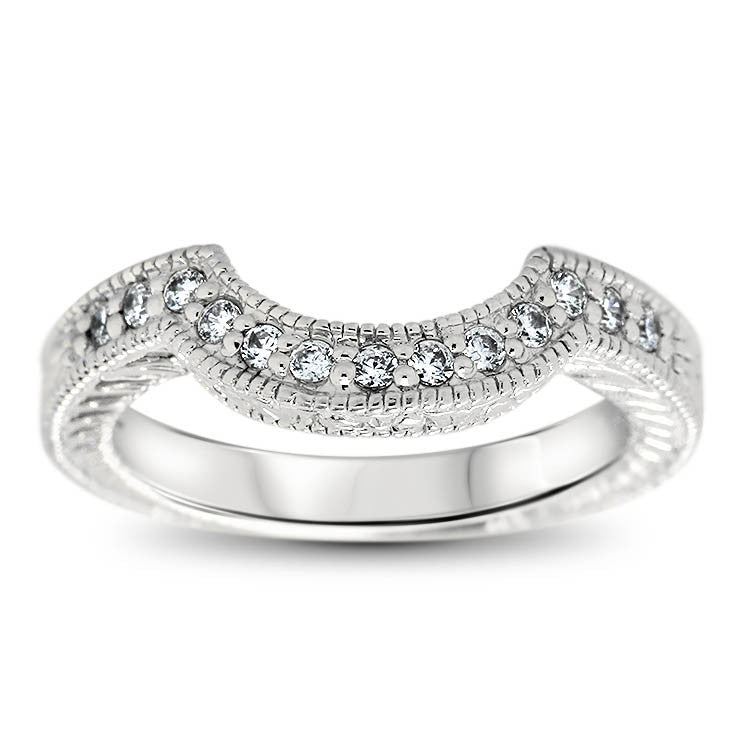 Bezel Set Diamond Engagement Ring and Matching Wedding Band - Callie Set - Moissanite Rings
