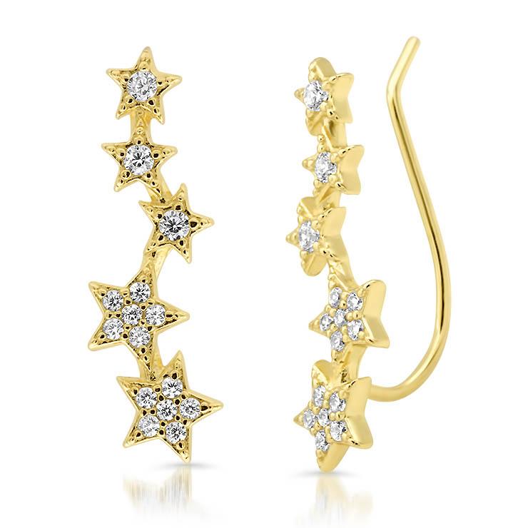 Pave Star Climber Earrings