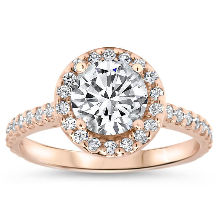 Forever One Moissanite Classic Diamond Halo Engagement Ring - Rae 7.5 mm - Moissanite Rings