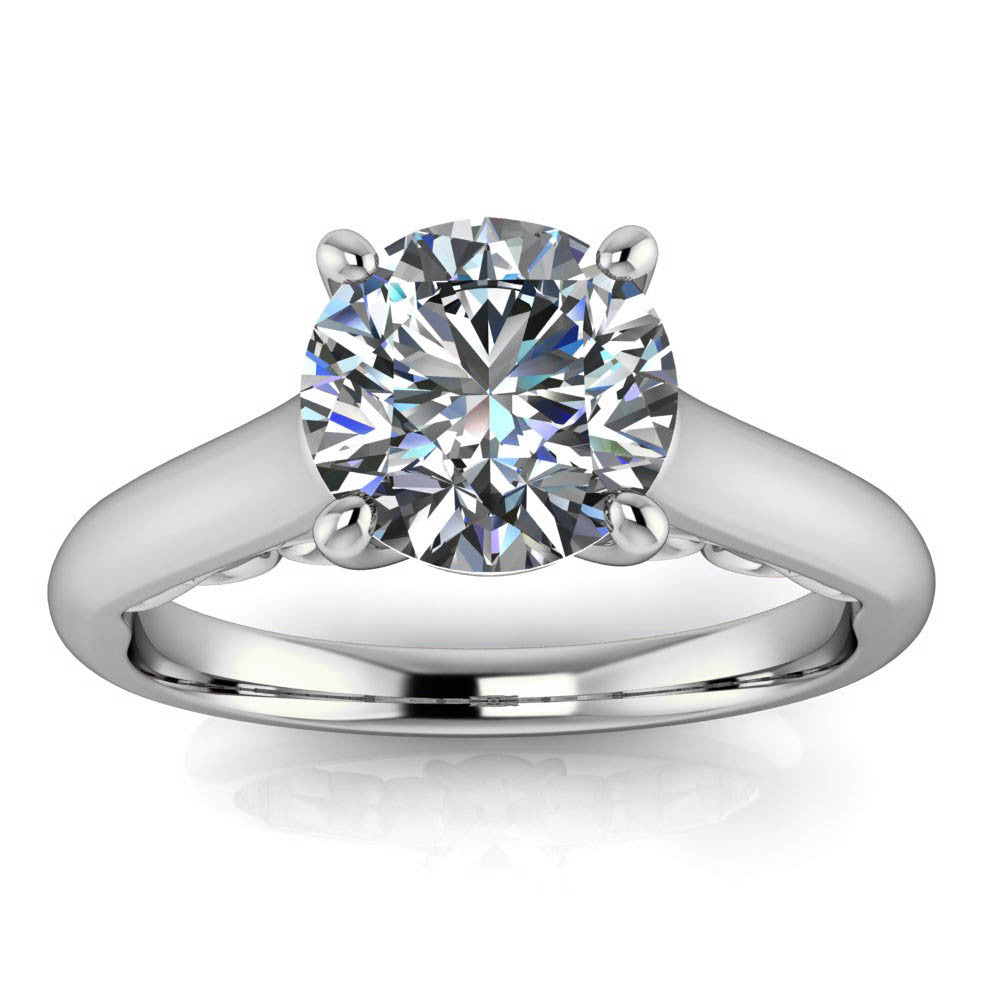 Fancy Solitaire Engagement Ring Moissanite Center Stone - Nan - Moissanite Rings