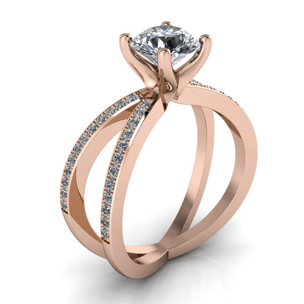 Unique Diamond and Moissanite Engagement Ring - Eleanor - Moissanite Rings