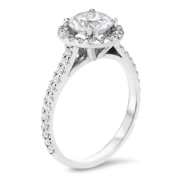 Forever One Moissanite Classic Diamond Halo Engagement Ring - Rae 7.5 mm - Moissanite Rings