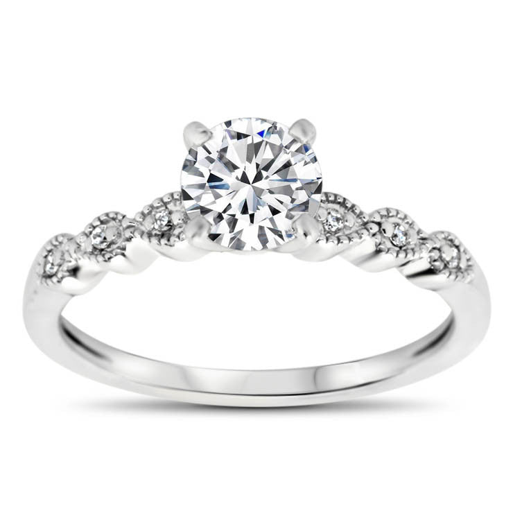 Thin Diamond Band Engagement Ring - Dainty Drops – Moissanite Rings