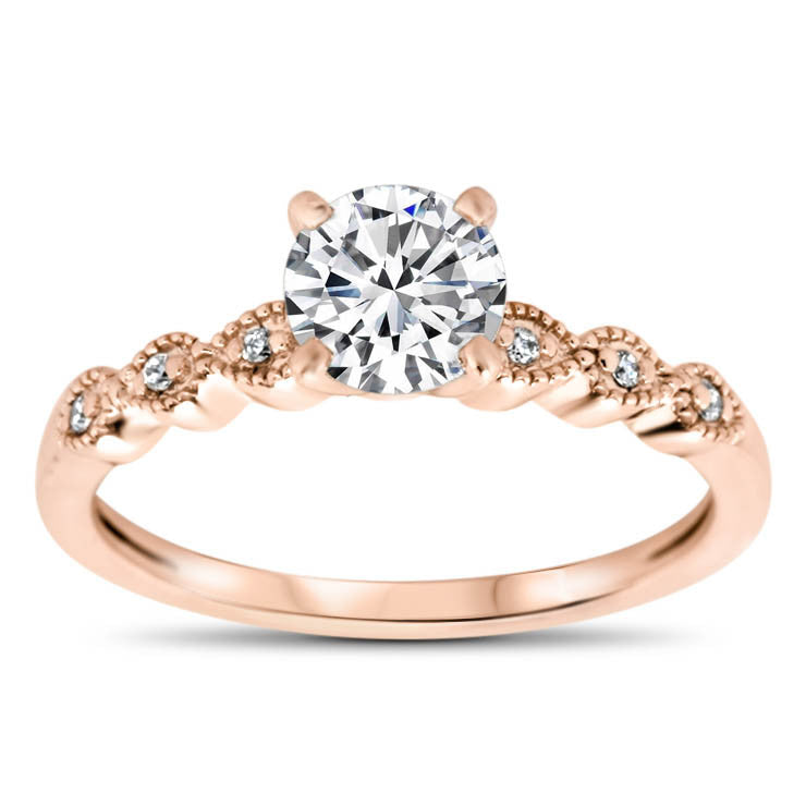 Thin Diamond Band Wedding Set - Dainty Drops Wedding Set - Moissanite Rings