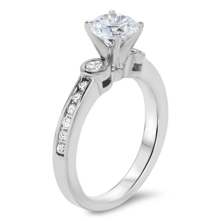 Bezel Set Diamond Accented Engagement Ring - Bianca Set - Moissanite Rings