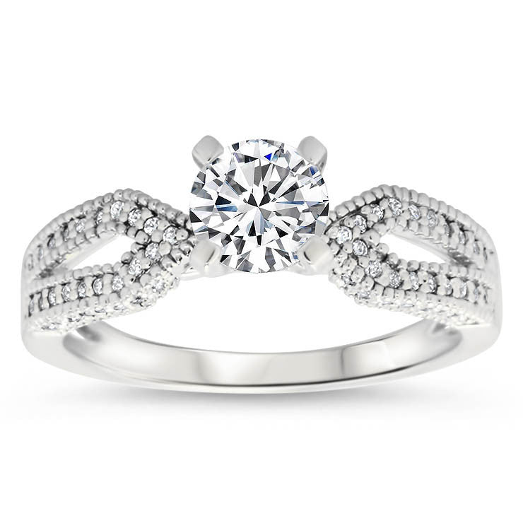 Diamond Accented Moissanite Engagement Ring - Bit – Moissanite Rings