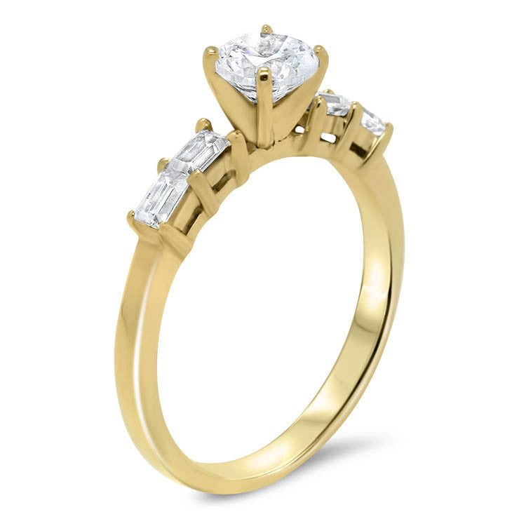 Straight Diamond Baguette Engagement Ring - Julia - Moissanite Rings
