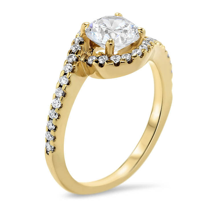 Bypass Diamond Halo Forever One Moissanite Engagement Ring - Whirlwind - Moissanite Rings