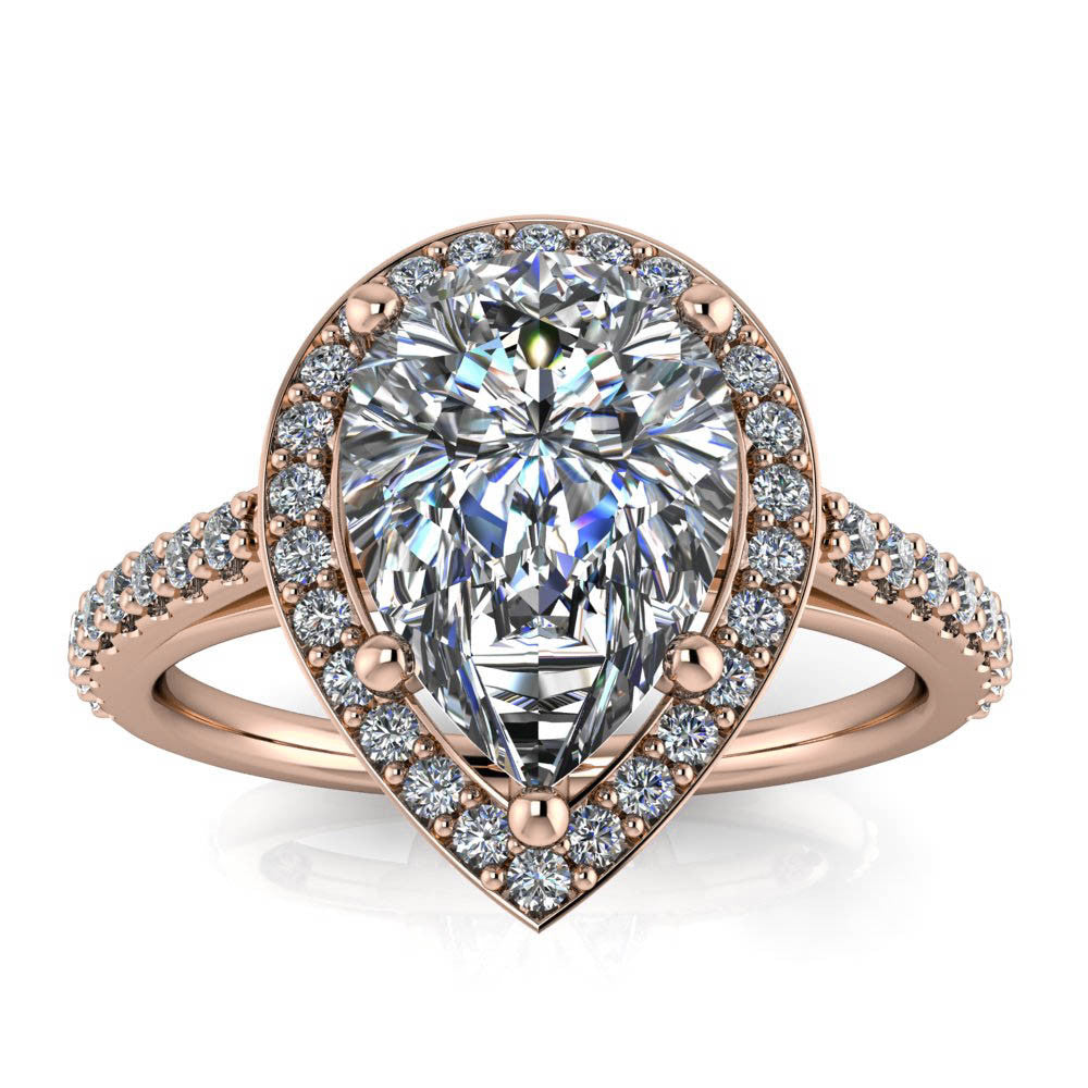 Pear Cut Engagement Ring Moissanite Center Diamond Setting - Chrissy ...