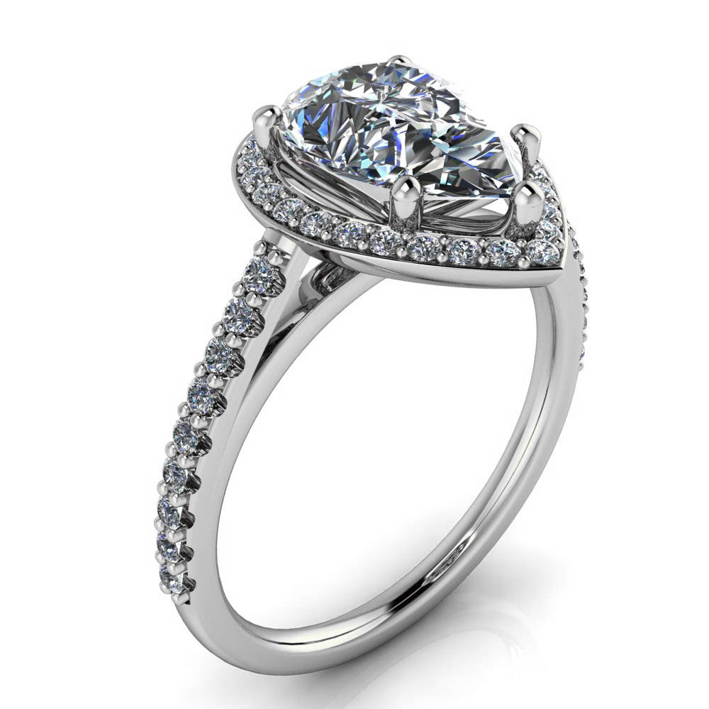 Pear Cut Engagement Ring Moissanite Center Diamond Setting - Chrissy - Moissanite Rings