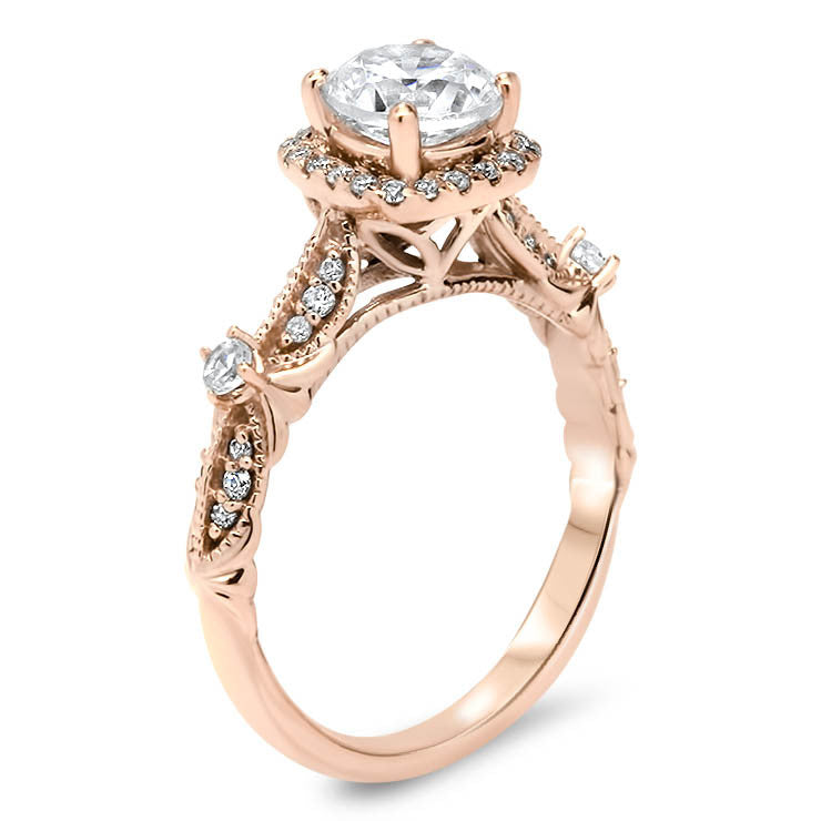 Antique Style Moissanite Engagement Ring Diamond Setting - Tressa - Moissanite Rings