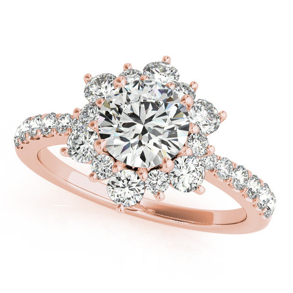 Diamond Halo Engagement Ring - Snowflake - Moissanite Rings