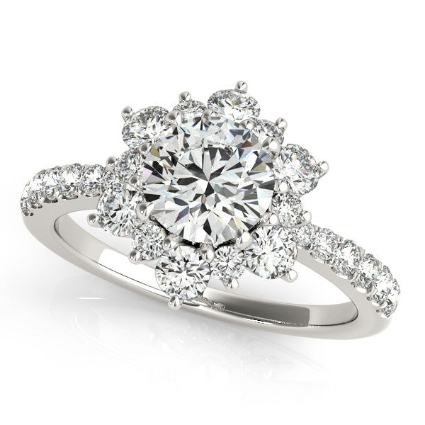 Diamond Halo Engagement Ring - Snowflake - Moissanite Rings