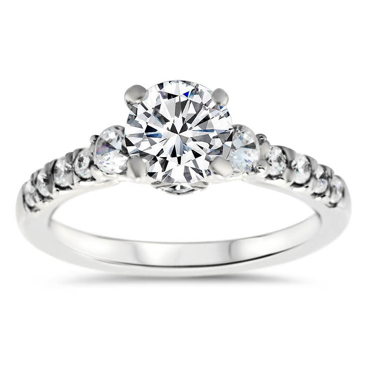 Diamond Accented Forever One Engagement Ring -  Carmella - Moissanite Rings