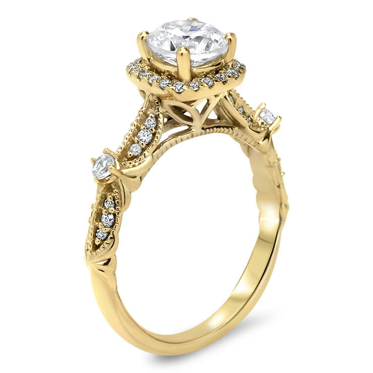 Antique Style Moissanite Engagement Ring Diamond Setting - Tressa 2ct - Moissanite Rings