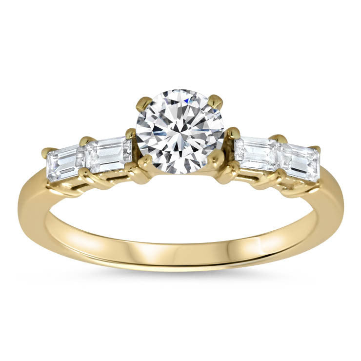 Straight Diamond Baguette Engagement Ring - Julia - Moissanite Rings