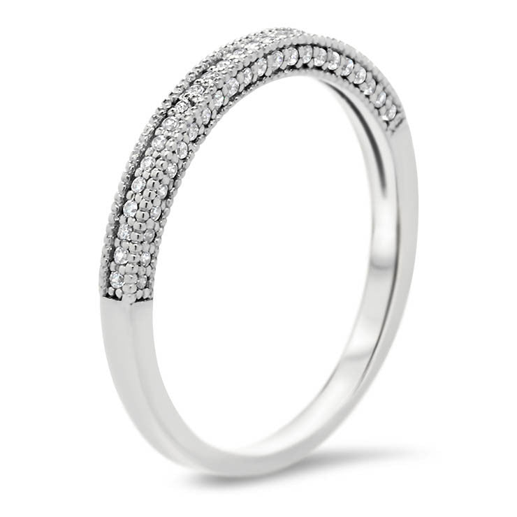 Vintage Style Diamond Wedding Band - Bit Band - Moissanite Rings