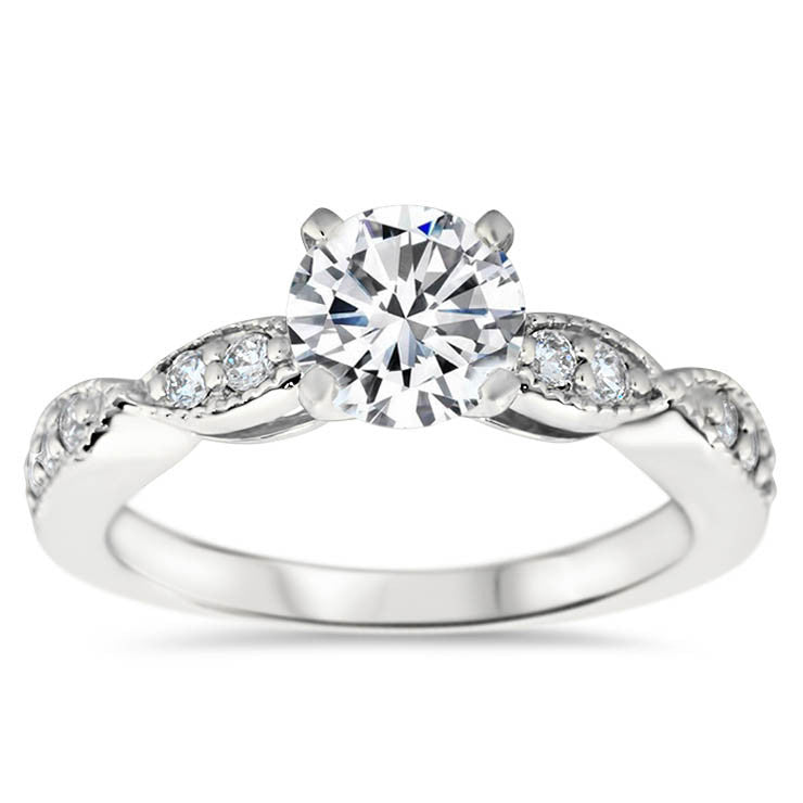 Engagement Ring and Matching Wedding Band - Twisted Love Wedding Set - Moissanite Rings