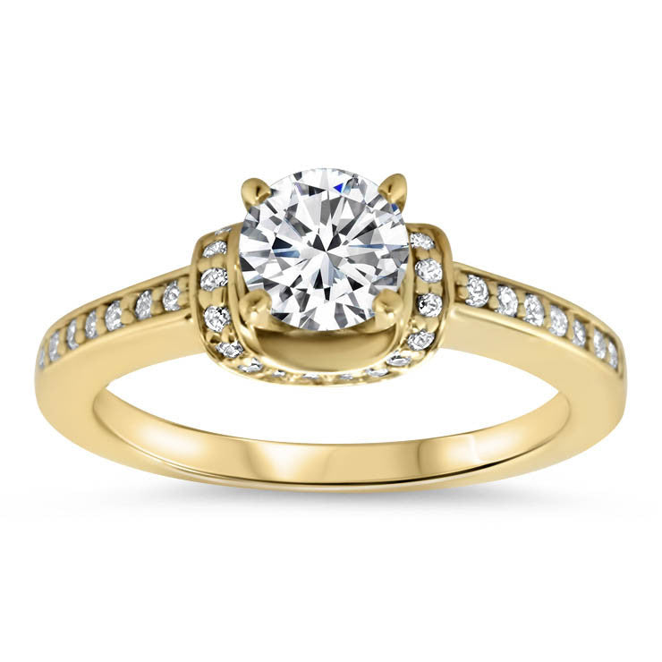 Diamond Accented  Forever One Moissanite Engagement Ring - Shawl - Moissanite Rings