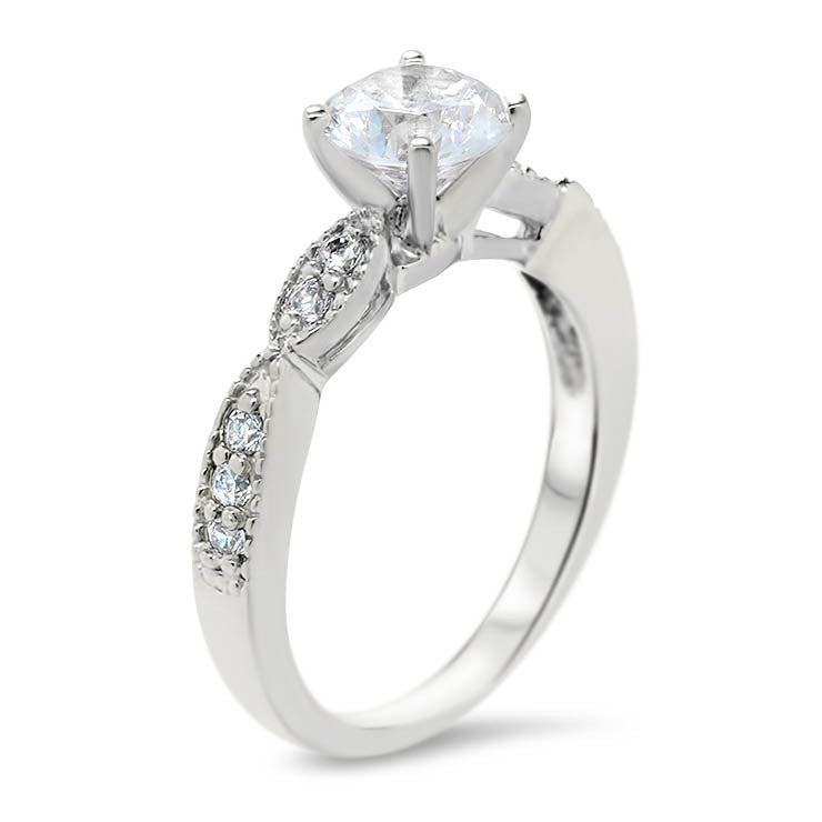 Engagement Ring and Matching Wedding Band - Twisted Love Wedding Set - Moissanite Rings