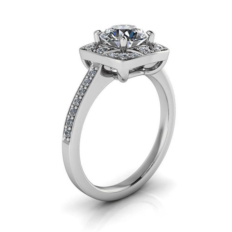 Moissanite Engagement Ring Vintage Style Halo - Balisa - Moissanite Rings