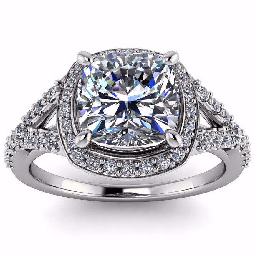 Cushion Cut Forever One Moissanite Diamond Setting Engagement Ring - Berlin - Moissanite Rings