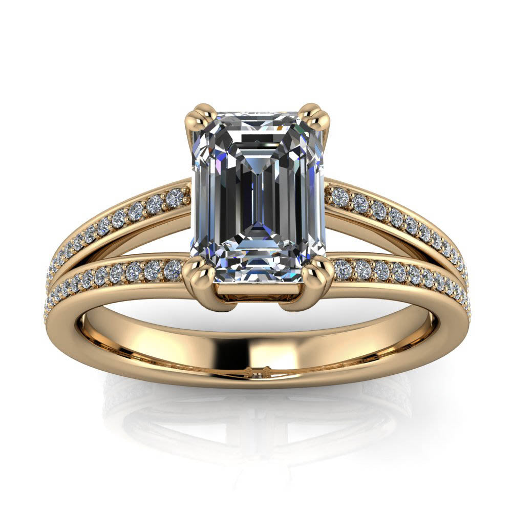 Split Shank Emerald Cut Engagement Ring - Rey - Moissanite Rings