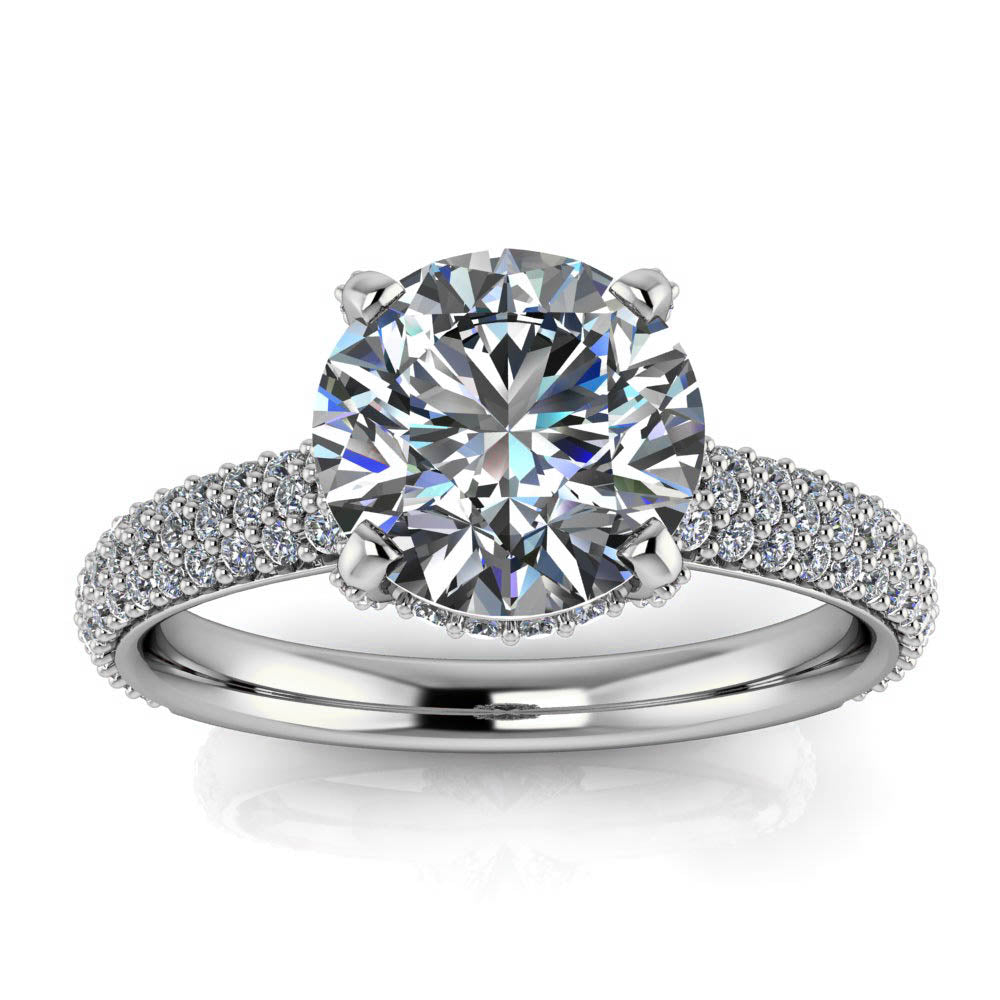 Pave Diamond Engagement Ring - Kerstin - Moissanite Rings