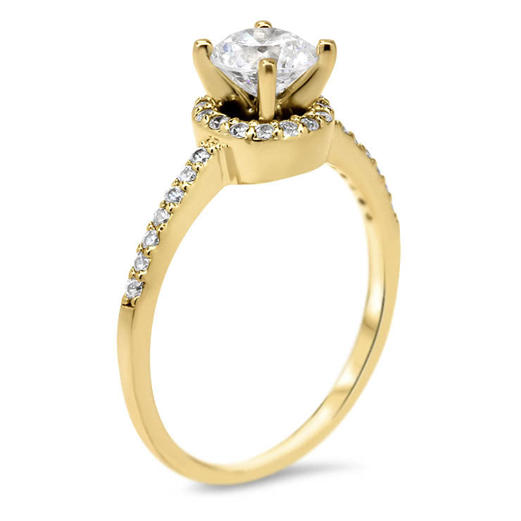 Dainty Diamond Engagement Ring Forever One Moissanite Center - Mindy - Moissanite Rings