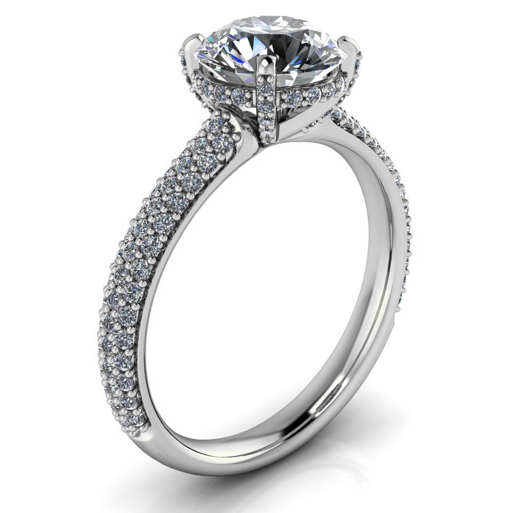 Thin Pave Band Oval Diamond Engagement Ring | deBebians