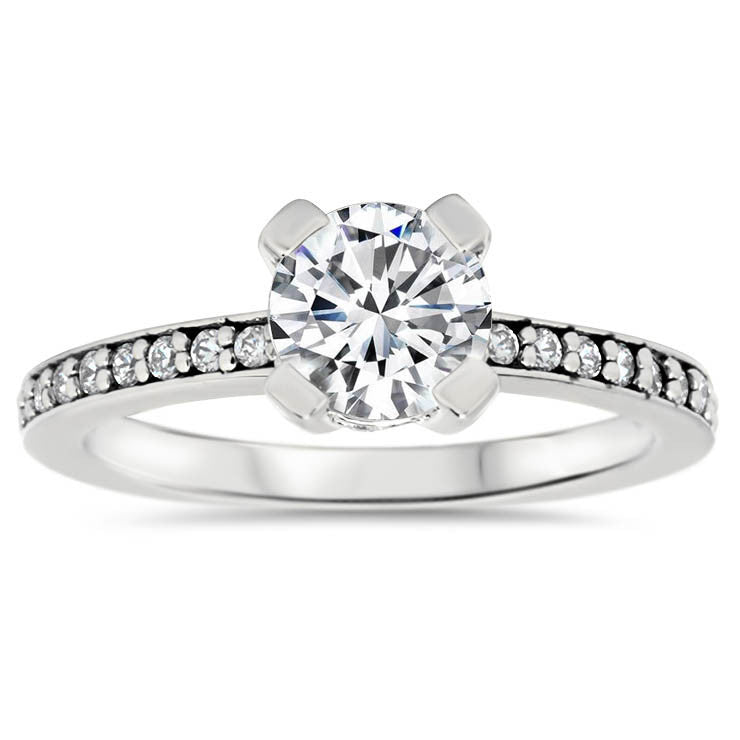 Moissanite and Diamond Basket Engagement Ring Forever One Center Stone - Dani - Moissanite Rings