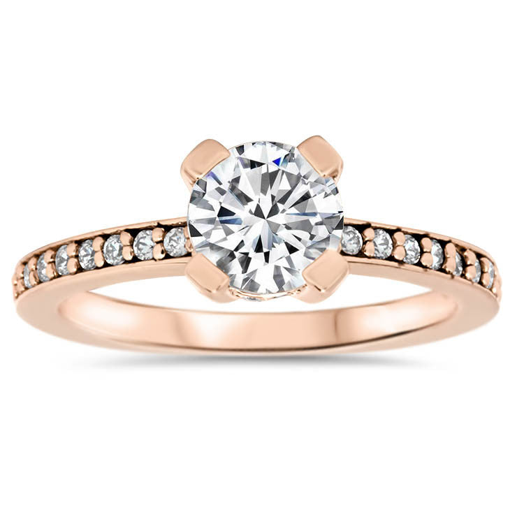 Moissanite and Diamond Basket Engagement Ring Forever One Center Stone - Dani - Moissanite Rings