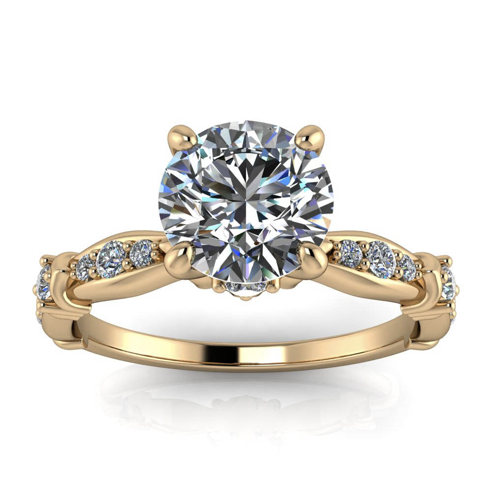 Unique Moissanite and Diamond Engagement Ring - Lennox - Moissanite Rings
