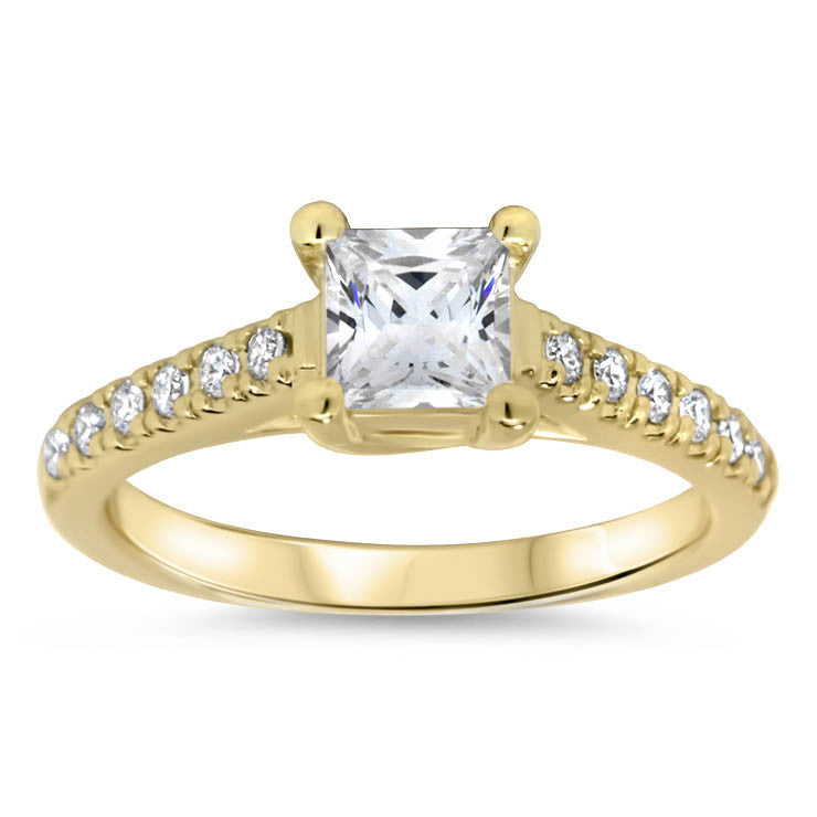 Princess Cut Moissanite Engagement Ring Moissanite and Diamonds- Christina - Moissanite Rings